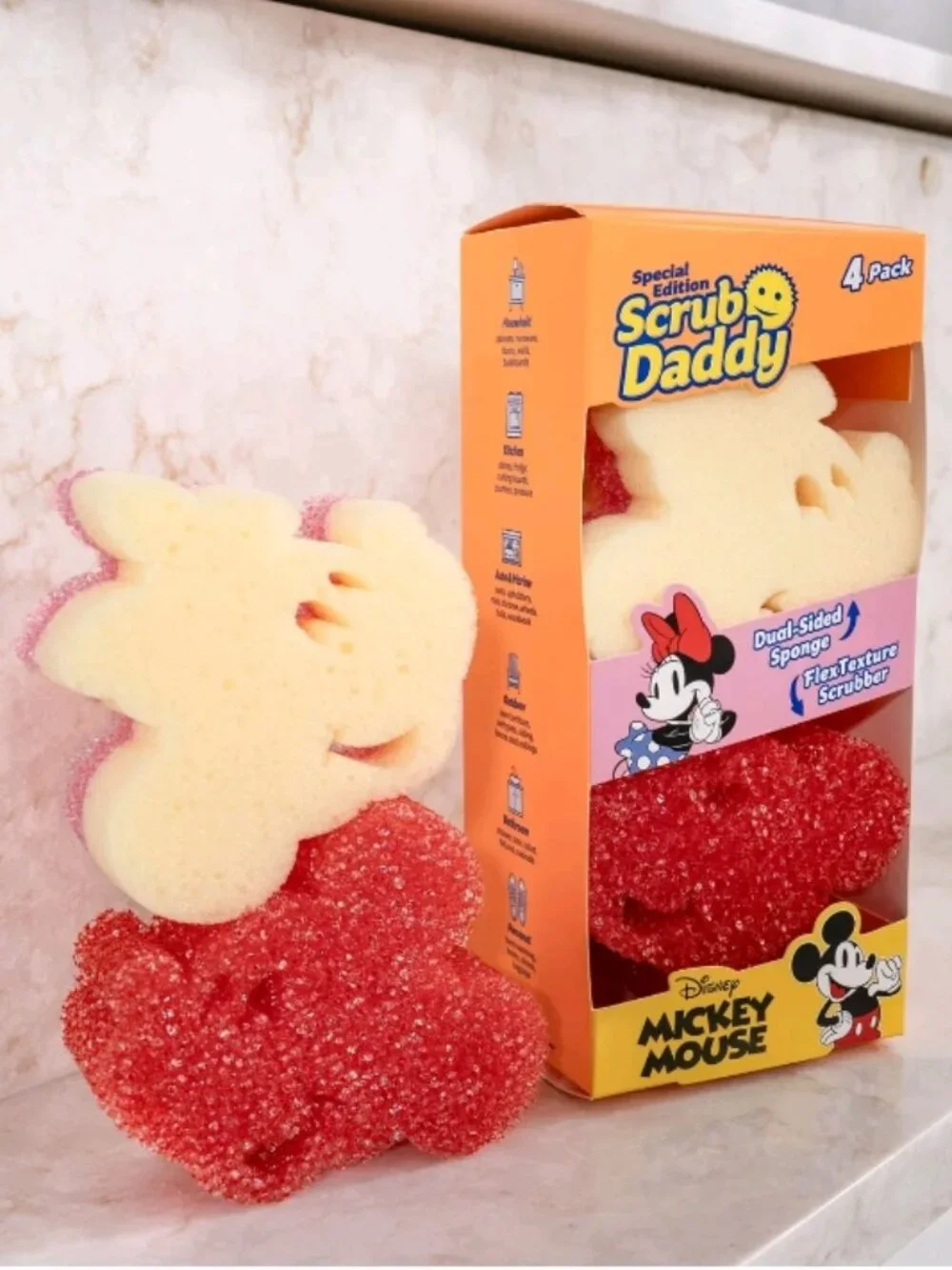 Scrub Daddy Disney Mickey & Minnie Mouse Non-Scratch Cleaning Sponges, 2-Pack